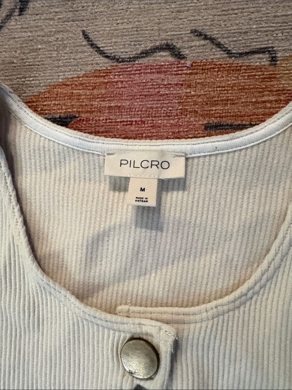 Pilcro Ribbed Button-Front Tank Top in Cream - Picture 3 of 4